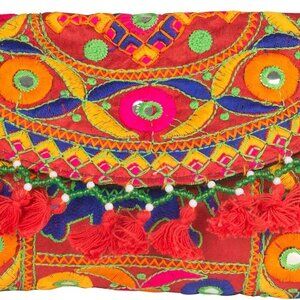 Colorful Boho Crossbody Satchel Handbag with Tassels Cotton Lining